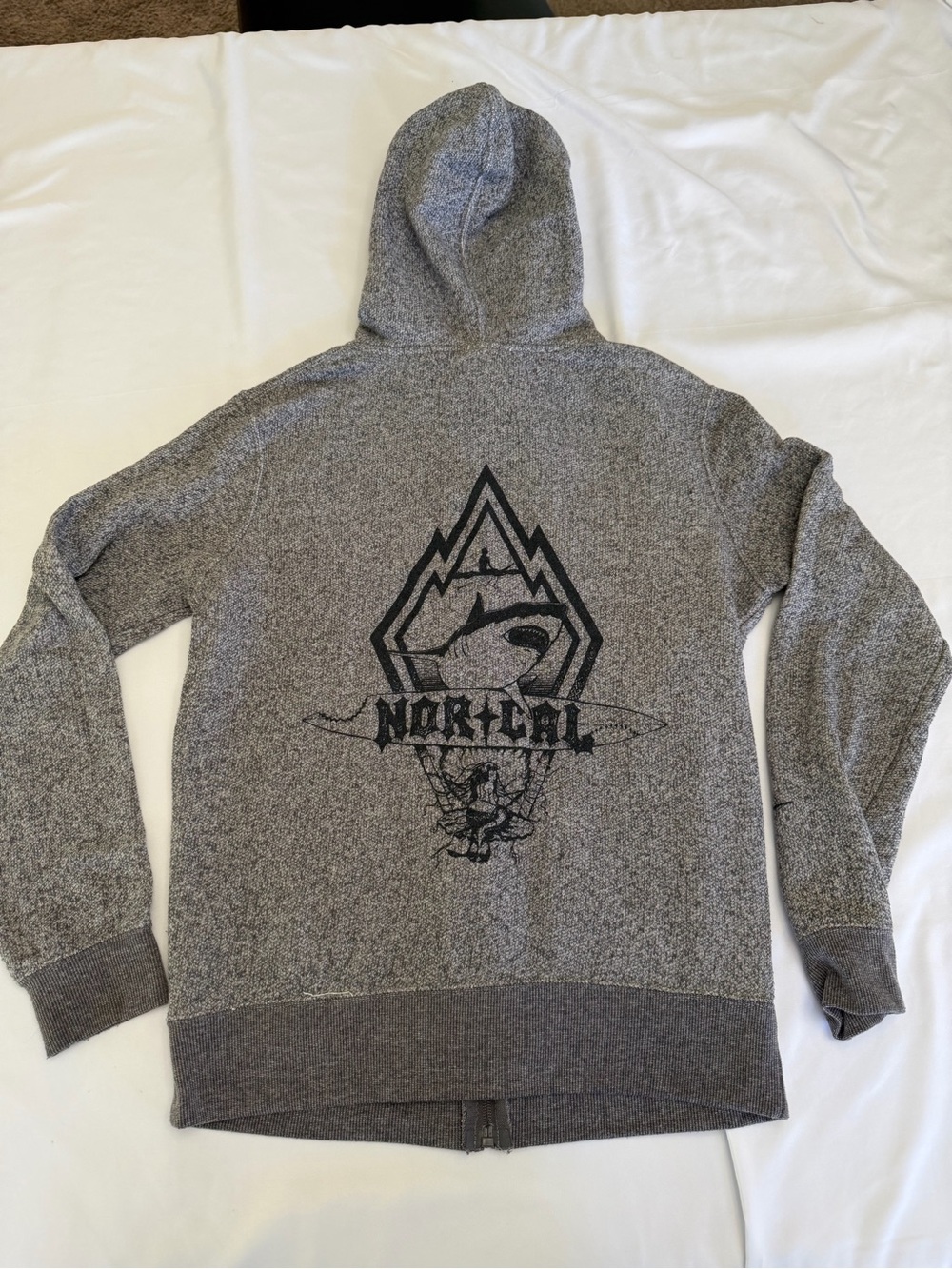 NorCal Surf Shop Gray Full-Zip Hooded Sweater